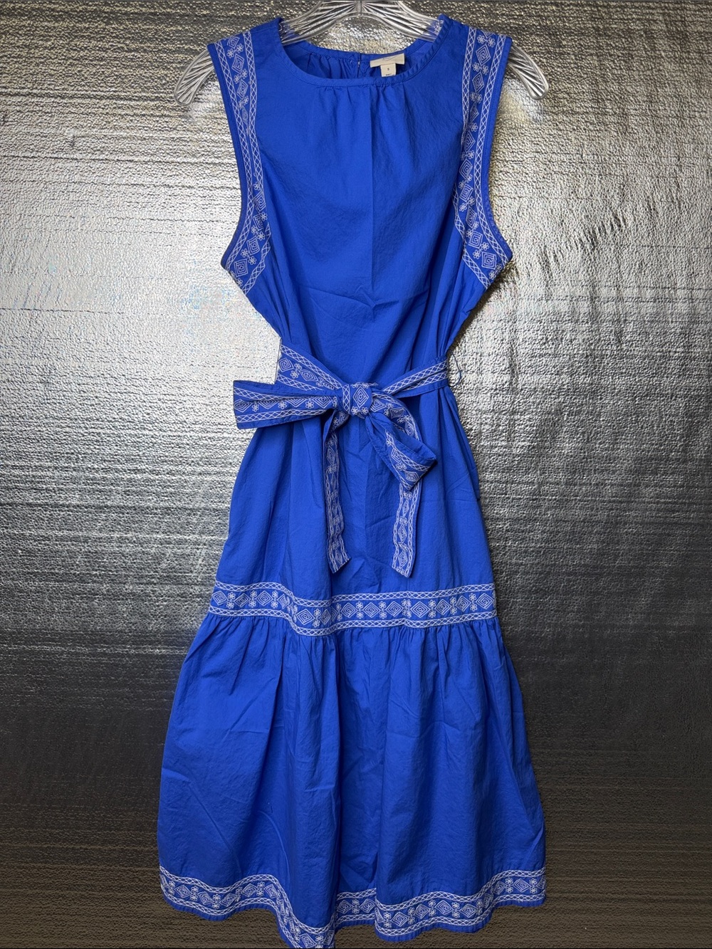 St. John's Bay Royal Blue Cotton Sleeveless Tie-Waist Midi Dress